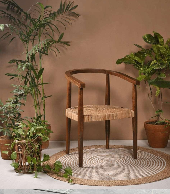 Tobu Teak Wood Cane Armchair