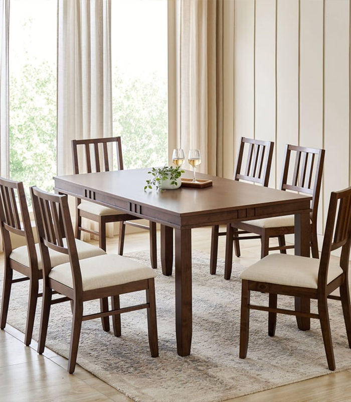 Trio Solid Wood 6-Seater Dining Set