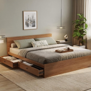 Wood Bed with Side Storage